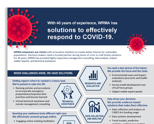 Snapshot of WRMA's flyer called, "With 40 years of experience, WRMA has solutions to effectively respond to COVID-19."