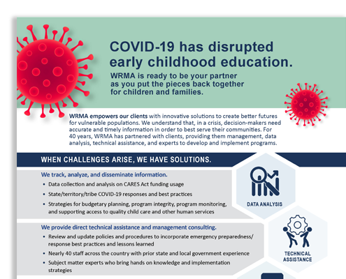 Snapshot of WRMA's handout, "COVID-19 has disrupted early childhood education."