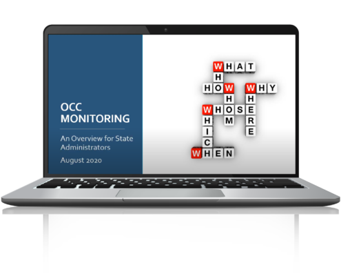 Opening slide for self-paced training called OCC Monitoring: An Overview for State Administrators.