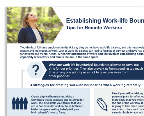 Coverpage of work life boundaries tipsheet