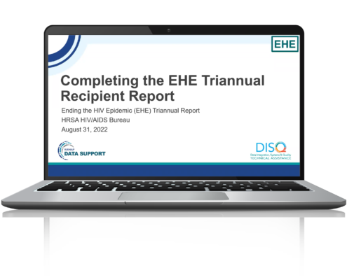 Opening slide for the presentation, Completing the EHE Triannual Recipient Report