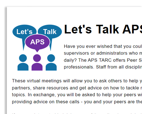 Adult Protective Services Website Let's Talk Peer Support Discussions Screenshot