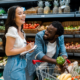 Couple enjoying shopping at the grocery store